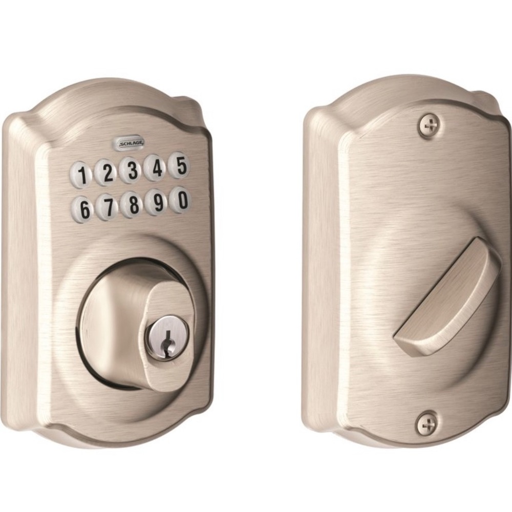 NEW SCHLAGE BE365CAM619 BE365 Camelot Keypad Deadbolt in Satin Nickel Finish